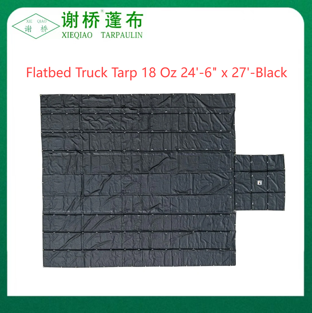 18oz Flatbed CARRUS Tarp XXIV "-6" "X27" (VIII "stilla) -black